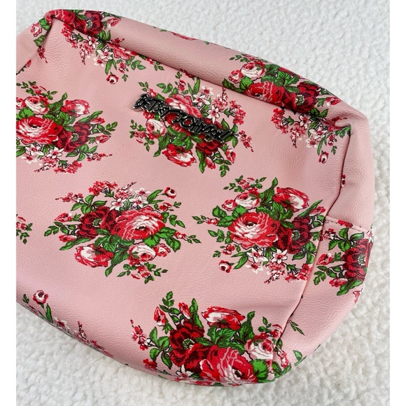 (NWOT) BETSEY JOHNSON • Pink/Multi Floral Print Faux Leather XL Cosmetic Bag - Picture 3 of 16